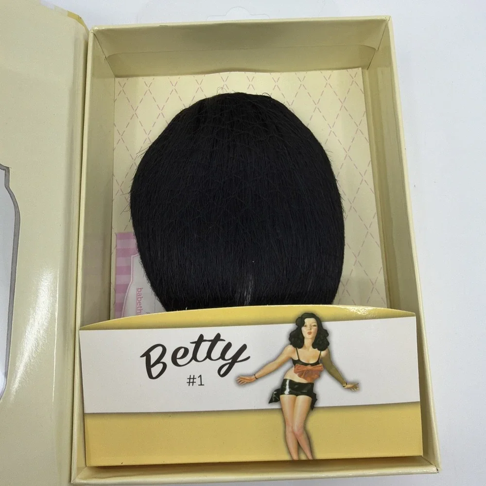 Babe 100% Human Hair Extension Doll Straight Across Clip In Bangs Betty 1 Black